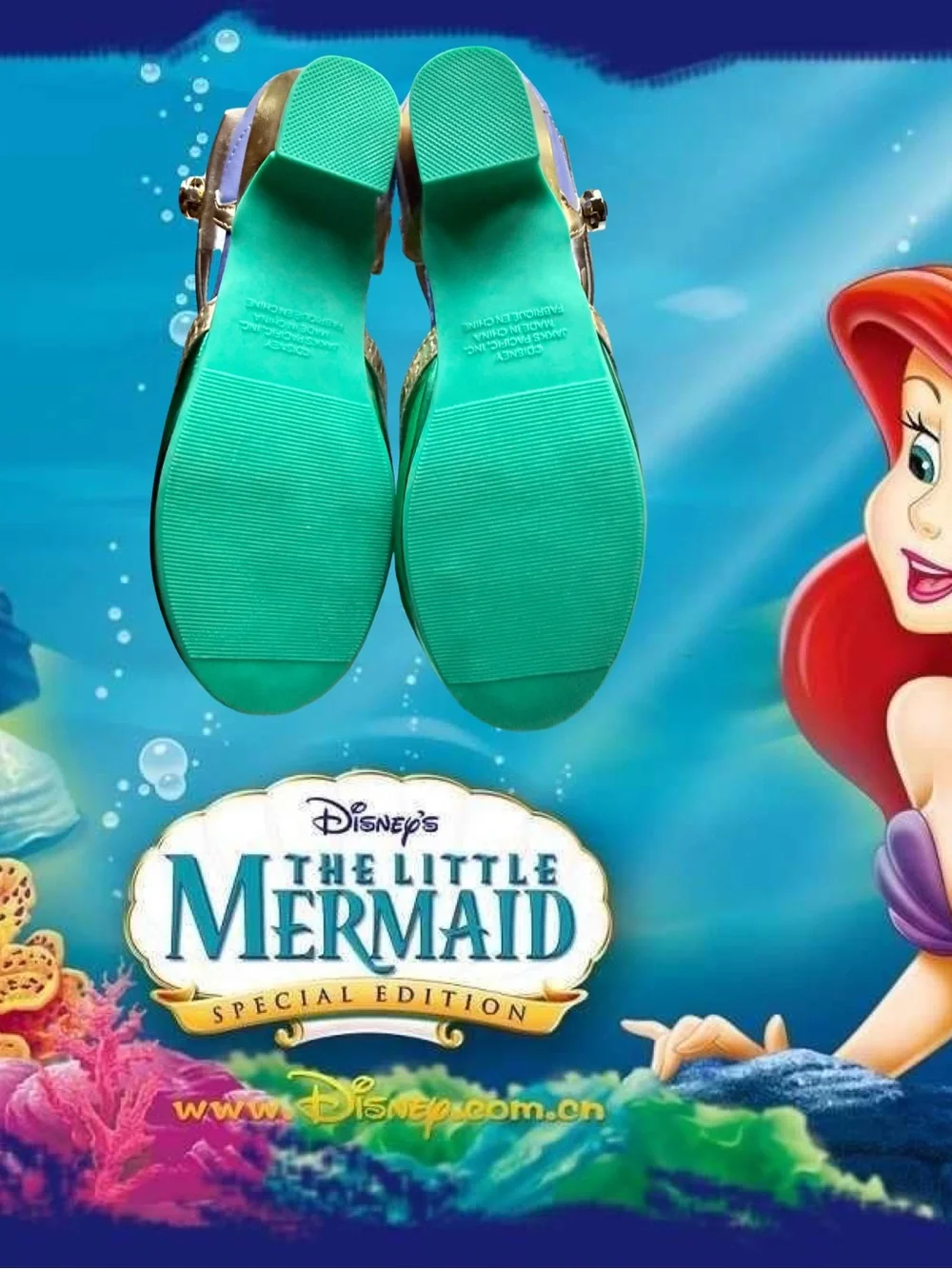 Disney Little Mermaid Green & Purple Dress Shoes with Shell Accent Size 13/1